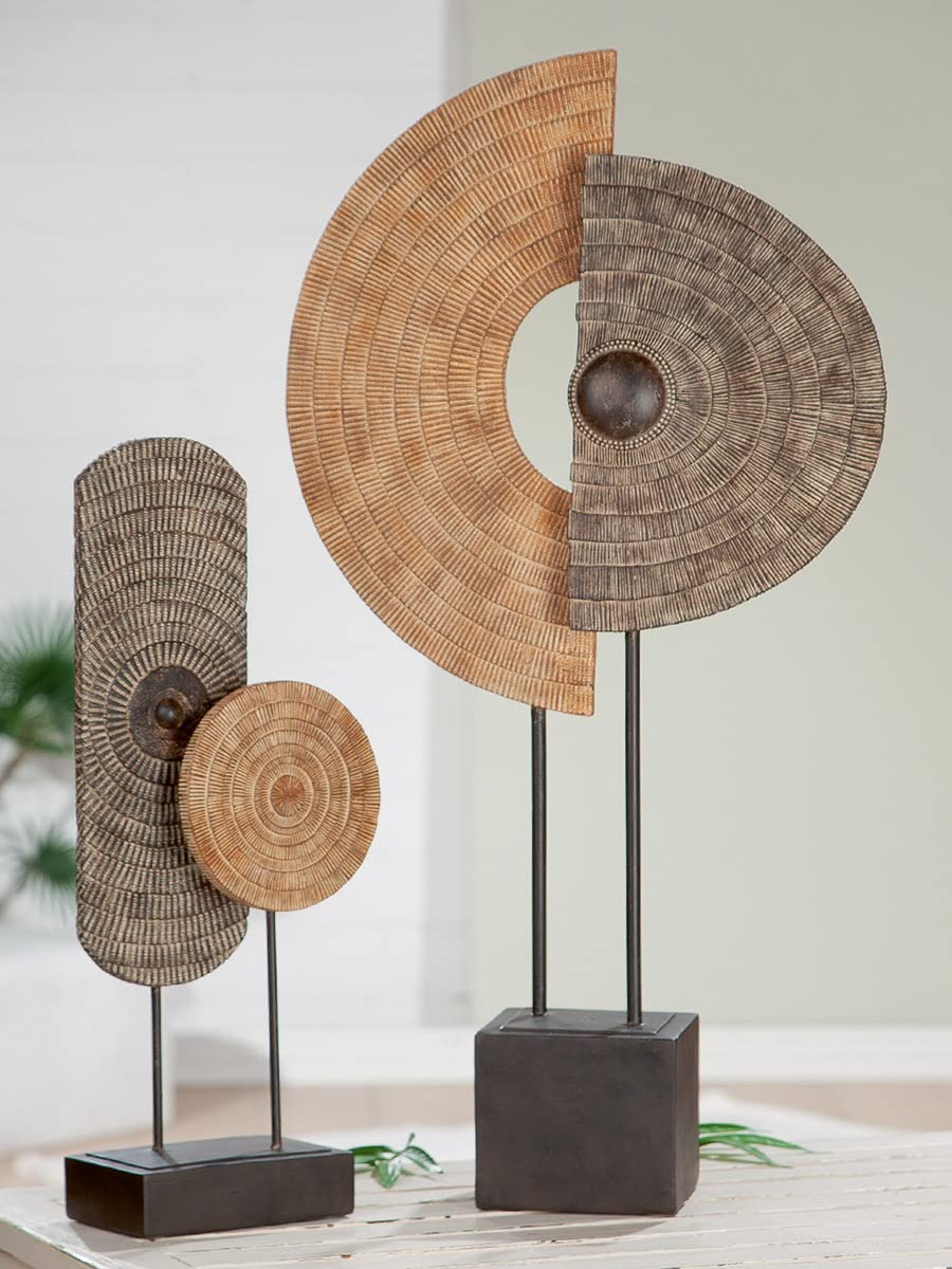 GILDE Poly Skulptur Carve auf Sockel - Dekorative Figuren - Deko Statue Wohnzimmer - Büro Dekoration Braun - Höhe 47,5 cm, Naturfarben