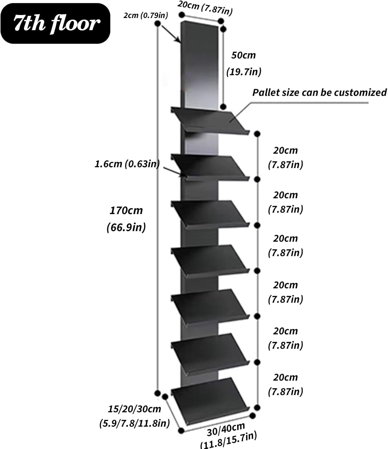 5/6/7-Tier Wall-Mounted Metal Tile Sample Rack, Durable Floor Display Stand for Retail Stores & Exhibition Halls, Ideal for Showcasing Ceramic & Porcelain Tiles