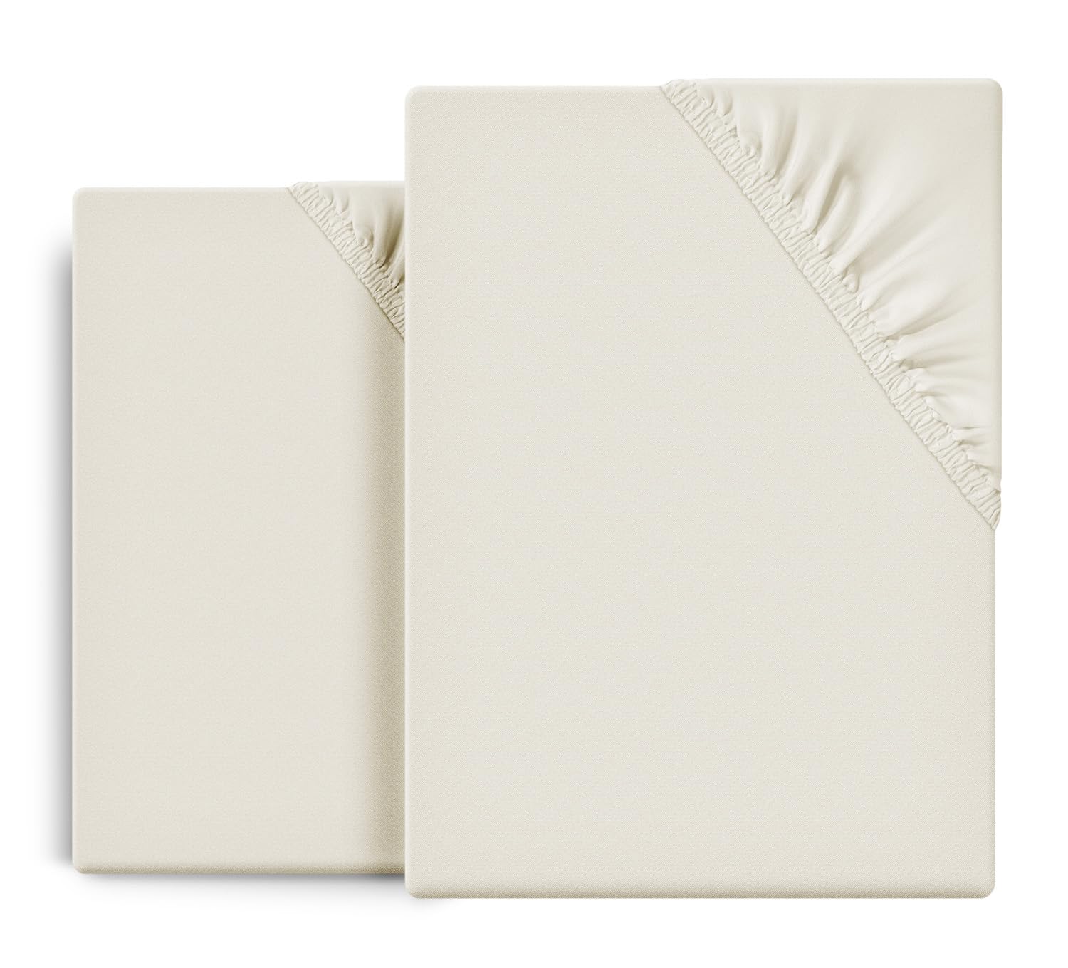 Beautex 2er Set Spannbettlaken Jersey Standard 200x200x30 cm Creme | atmungsaktiv, hautfreundlich, rundum elastisch, perfekte Passform, formstabil, pflegeleicht