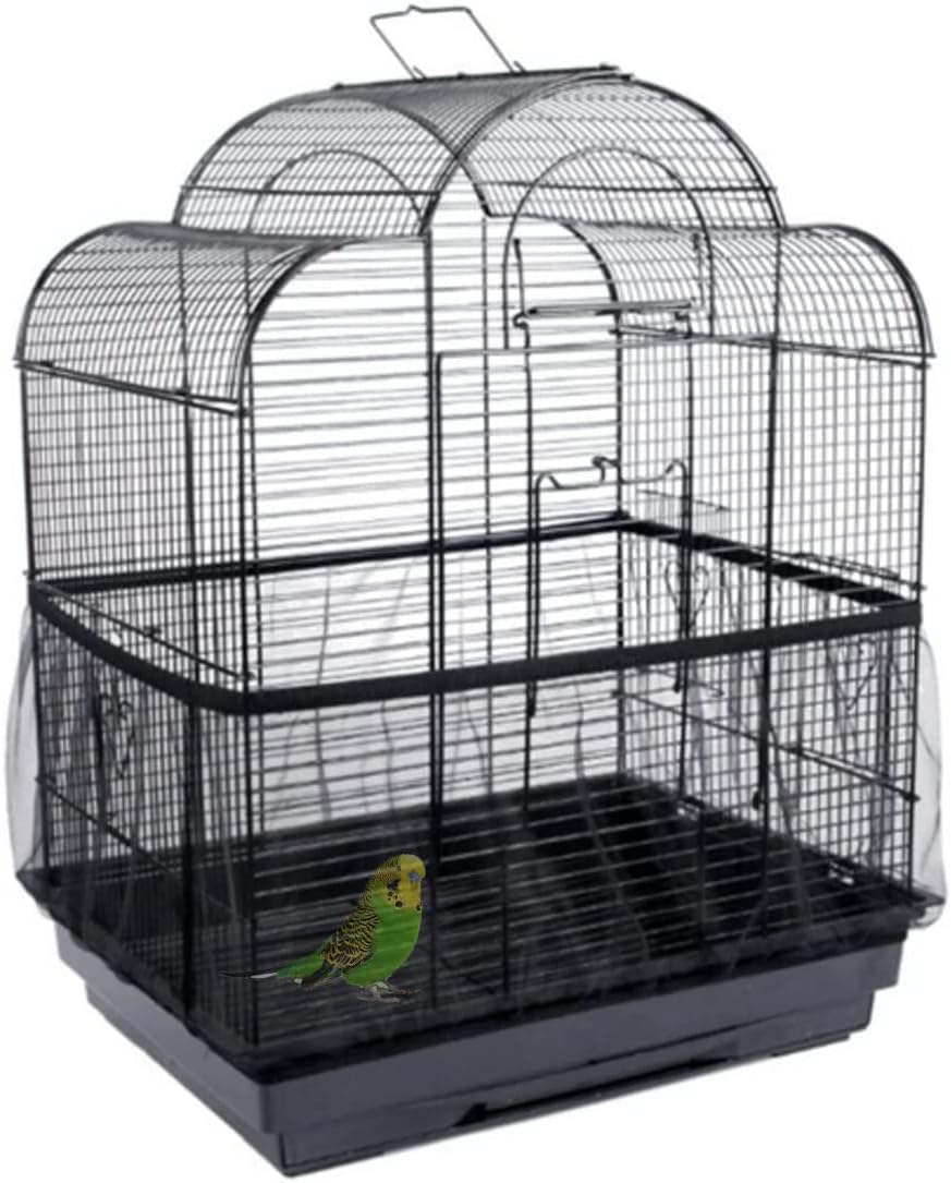 ATEK Bird Cage Seed Catcher, Adjustable Bird Cage Cover, Universal Soft Nylon Mesh Skirt Parrot Net for Small, Medium, Large Parrots, Parakeets, Lovebirds, Macaws, African Grey, Round Square Cages