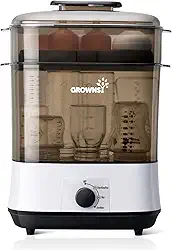 GROWNSY Esterilizador e secador de mamadeira grande 3 em 1 ajustável, esterilizador elétrico de mamadeira a vapor, desinfetante para mamadeiras e chupetas, peças de bomba de leite