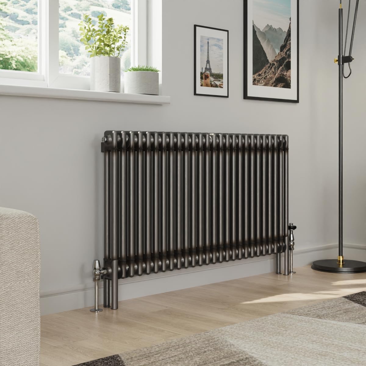 Warmehaus 600x1190mm Raw Metal Traditional Horizontal Radiator Double Column Cast Iron Style Panel Radiator Central Heating