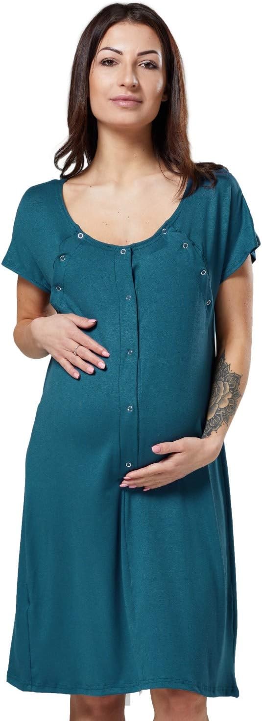 HAPPY MAMA Women's Maternity Nursing Delivery Hospital Gown Nightshirt 538p