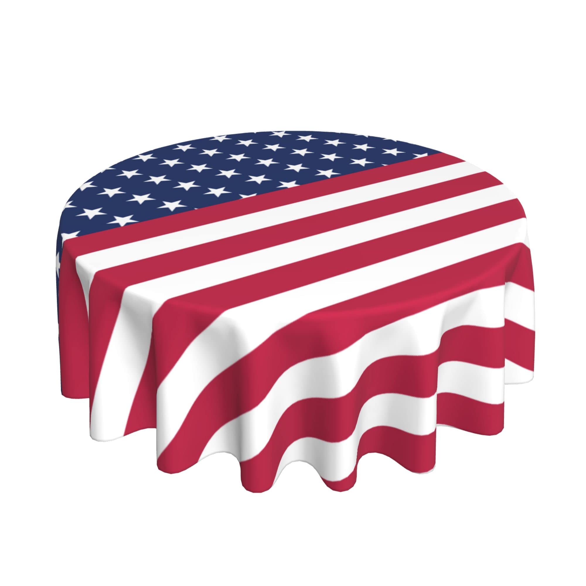 BETGINY 4th of July Tablecloth 70 Inch Round Waterproof Rustic Patriotic Table Cloth Fabric Farmhouse American Flag Stripe Tablecloth Decorative for