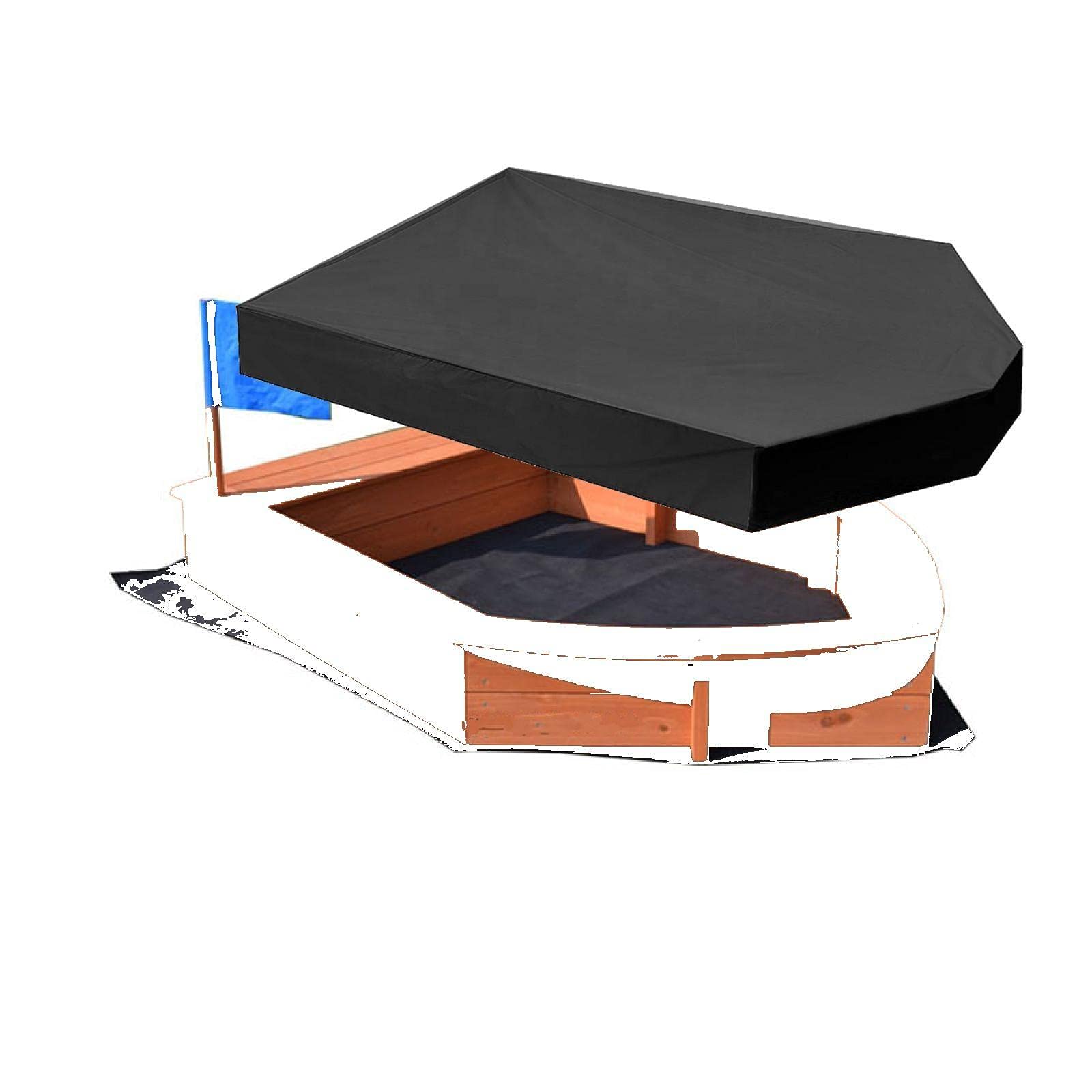 Grantien Black Sandpit Cover, Boat Shape Sandbox Covers With Drawstring, Waterproof, Oxford 160 * 113 * 22Cm