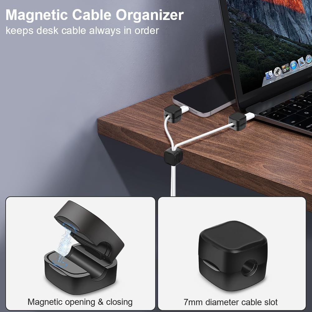 6 Clip Magnetiche Per Cavi – Organizer Da Scrivania Autoadesivo Per USB, HDMI, Cavo Ricarica