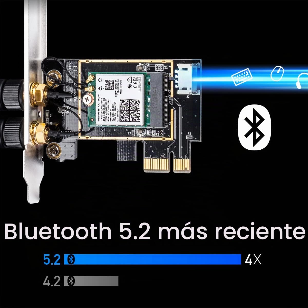 Cudy AX3000 WiFi6 Adaptador PCIe, Tarjeta WiFi pc, Bluetooth 5.0 PCIe, 2402Mbps + 574Mbps, 802.11ax/AC/a/b/g/n, Windows 10 (64-bit)