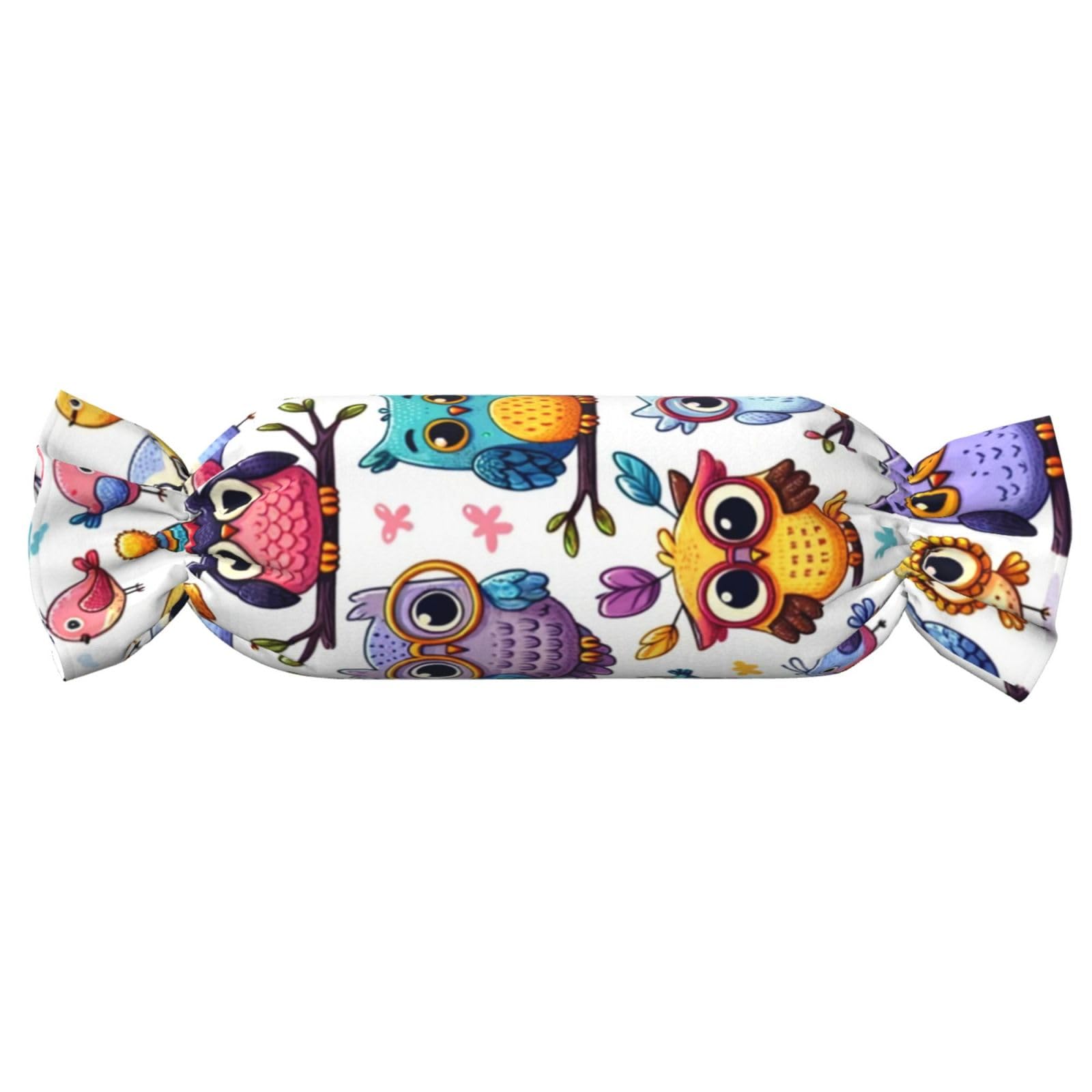 Augenstern Candy-Shaped Pillow with Insert Funny-Owls-Birds Candy Tube Cushion with Filling