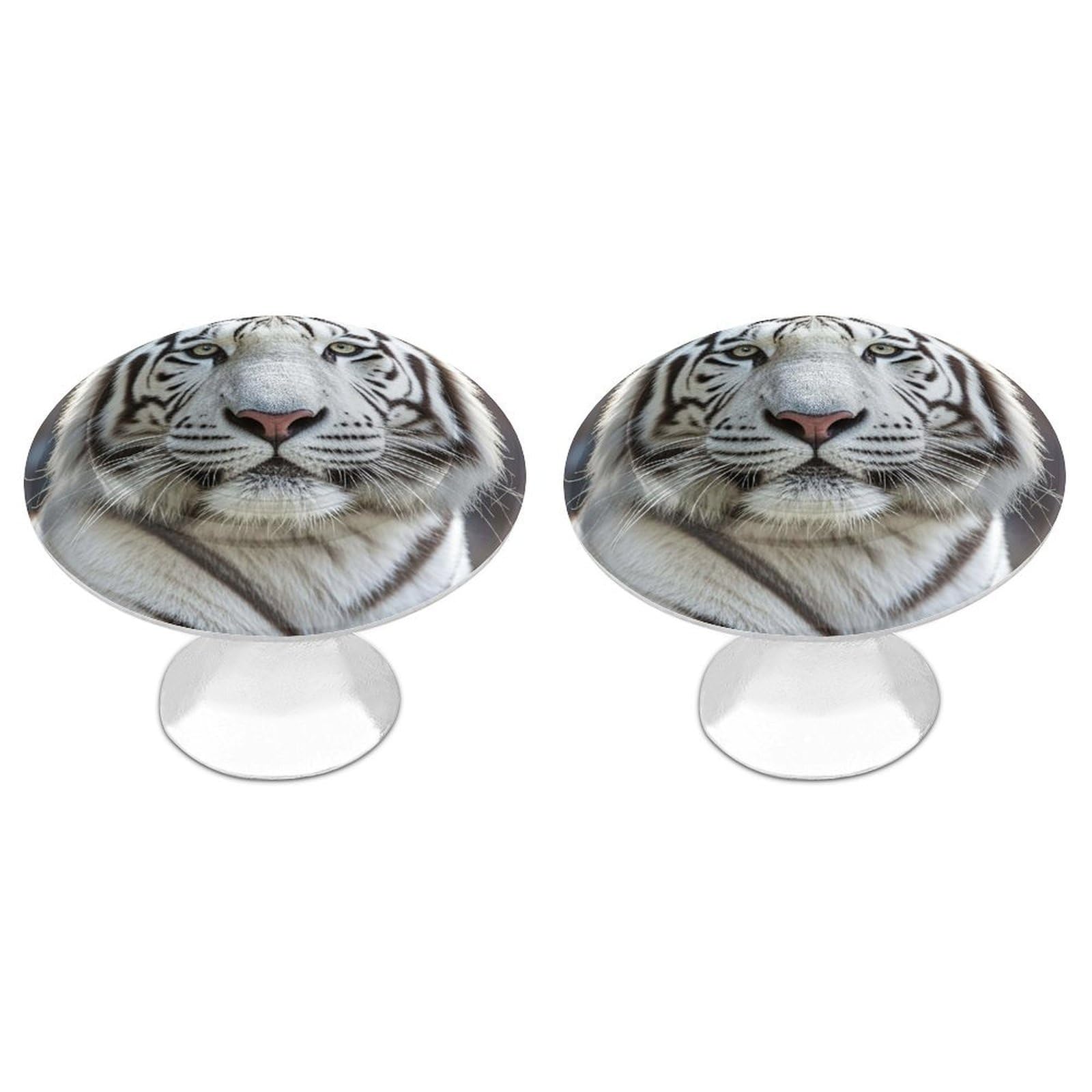 Fekiloot White Tiger Cabinet Knobs For Kitchen Ornament, Round Zinc Decorative Drawer Pulls For Cabinets Trendy, Dresser Drawers Pulls Bathroom Dresser Knob With Screw