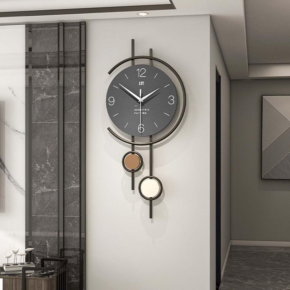 Reloj de pared grande moderno para decoración de sala de estar, péndulo silencioso, funciona con pilas, sin tictac, decoración interior de la casa