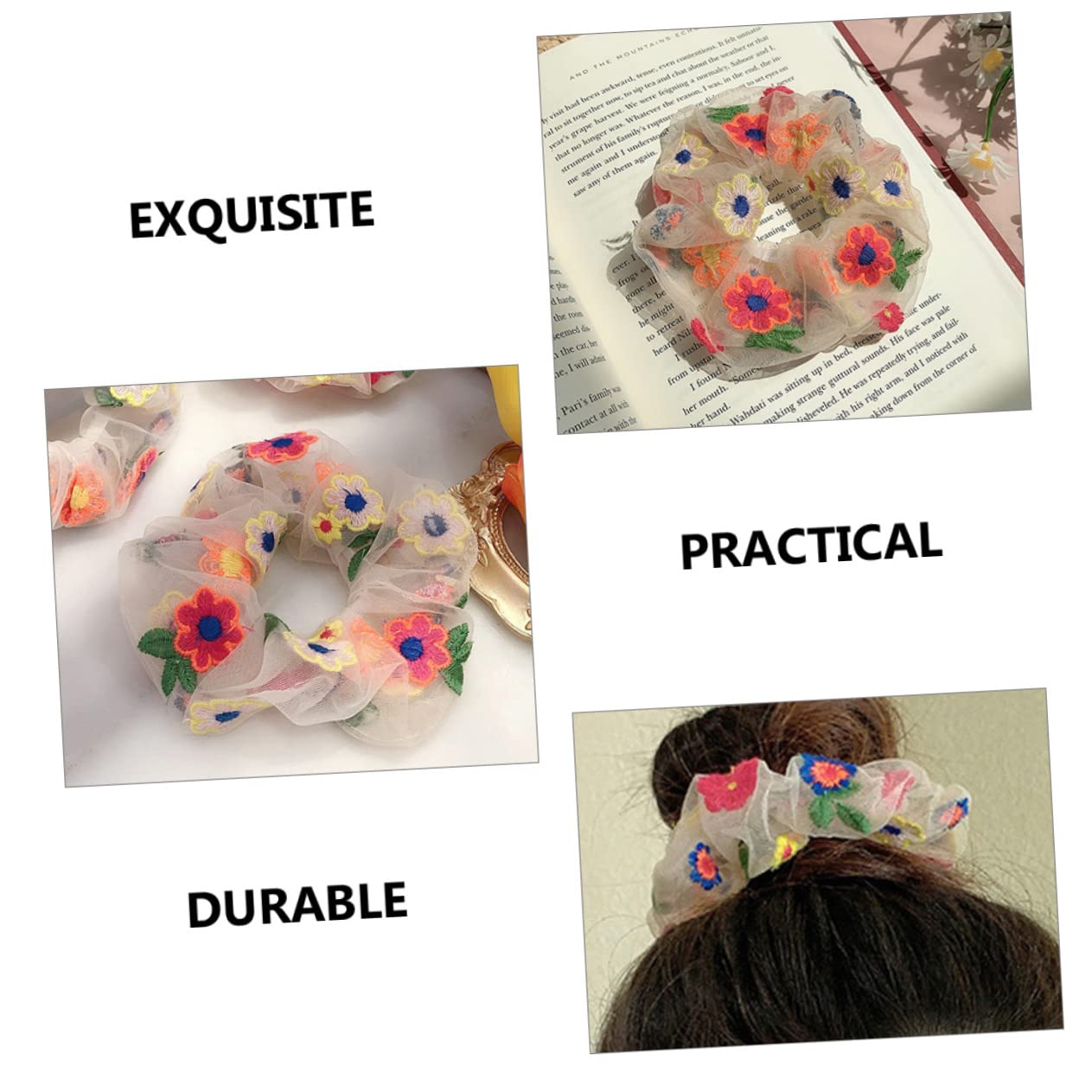 FOMIYES 24piezas Coleteros De Flores Bordadas Para Mujer y Niñas Accesorios De Pelo Elegantes y Versátiles Para Uso Diario y Fiestas