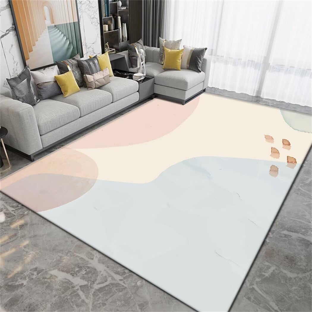 Tapis de salon minimaliste moderne lavable 50x80 cm bleu ciel doux et durable