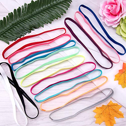Duufin 20 Pieces Non-Slip Elastic Headbands Workout Headband Colorful Sweatband Fashion Yoga, Running Sport Headbands For Women, Men And Girls, 14 Colors #TOP3