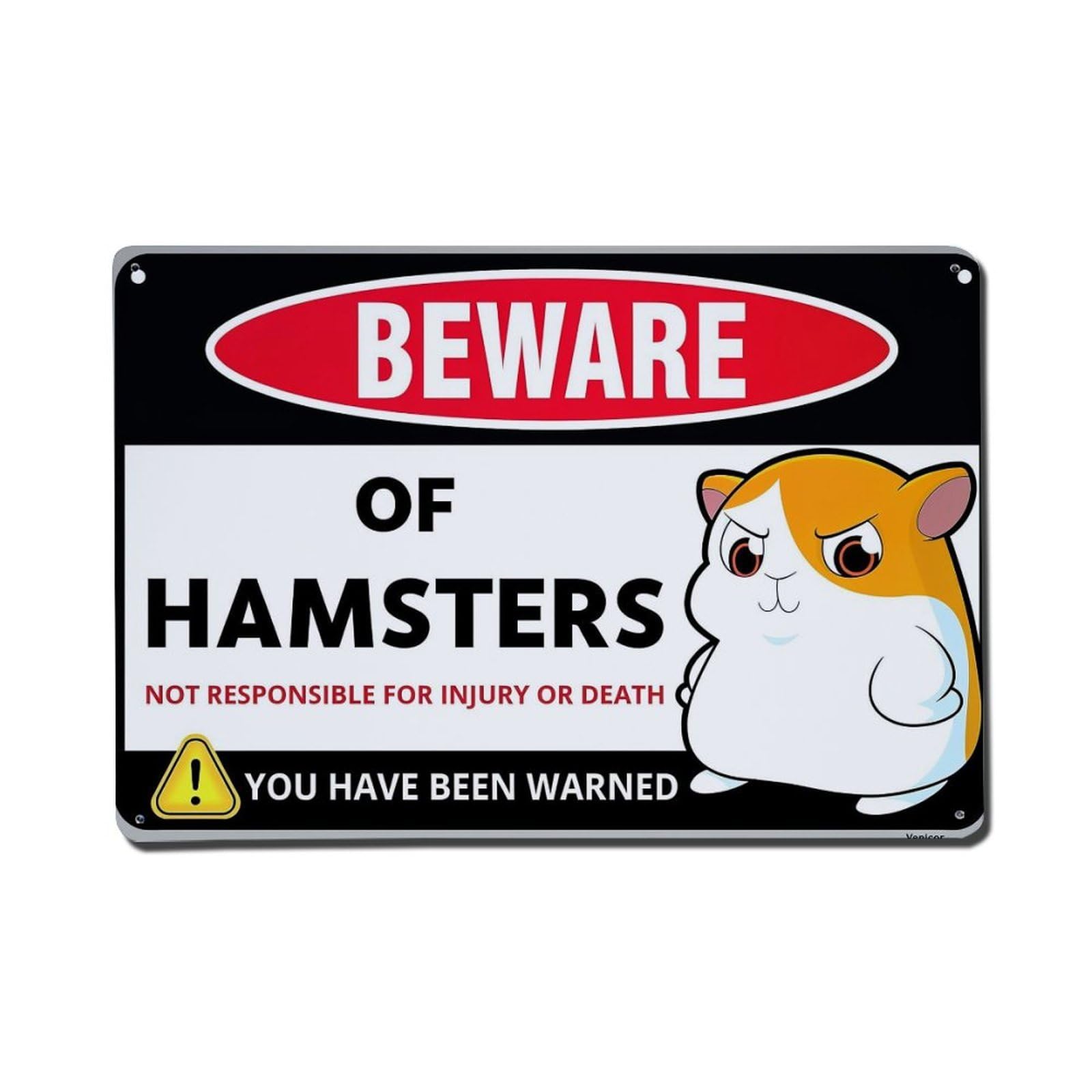 Beware Of Hamsters Warning Sign Metal Tin Sign Plaque