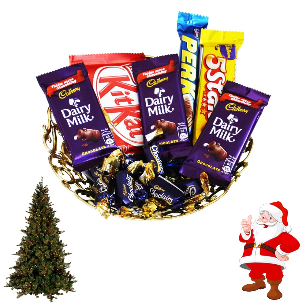 SFU E Com 11 Pieces Chocolate Gift Hamper| Premium Christmas Chocolate Gift Hamper | Christmas Gift Pack with Santa & Tree Combo Hamper | 131