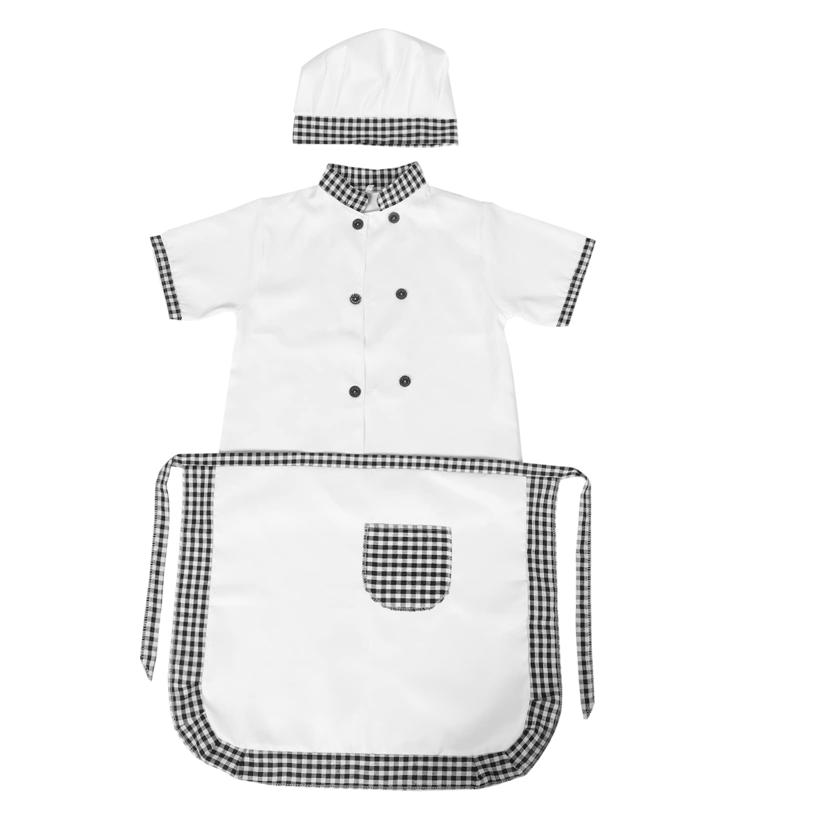 DEARMAMY Children's Chef Hat and Apron Set Boys and Girls Cooking Apron Pockets Toddler Chef Outfit