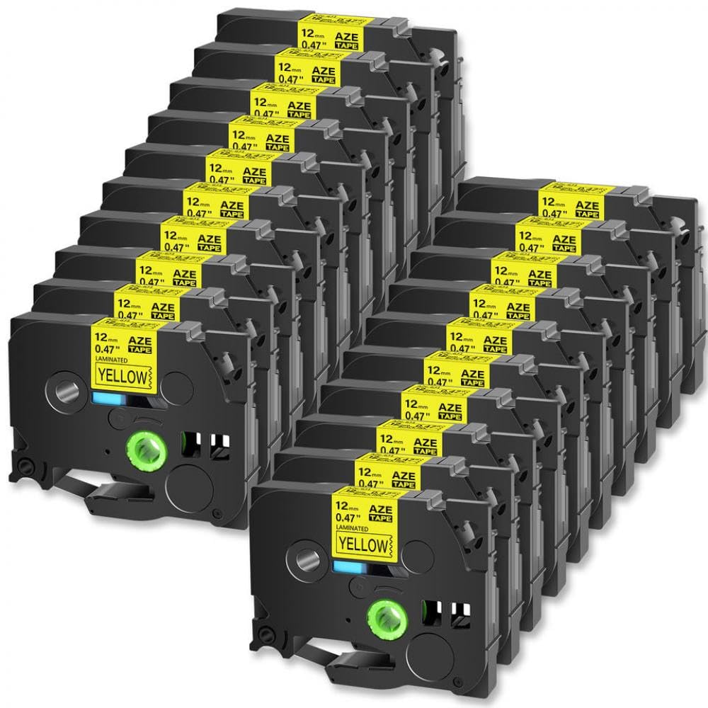Nastro laminato compatibile con stampanti for etichette TZE-631 Nero su giallo 6 mm 9 mm 12 mm 18 mm 24 mm