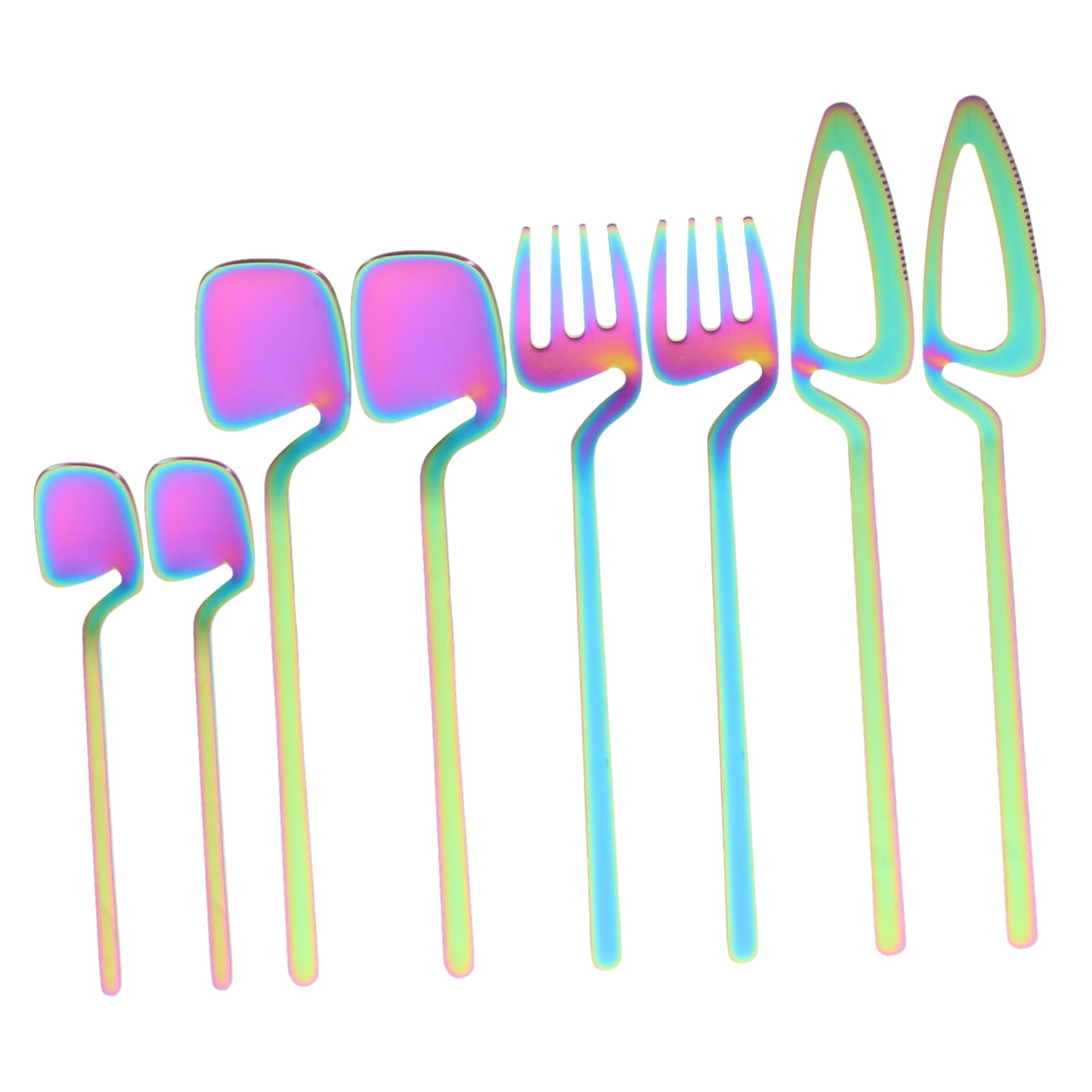 Ciieeo Juego De 8 Cubiertos De Acero Inoxidable Cucharas Cubiertos De Mesa Tenedores De Cocina Reutilizables Utensilios Agitador Tenedor De Postre Cuchara Para Mezclar Cuchara De