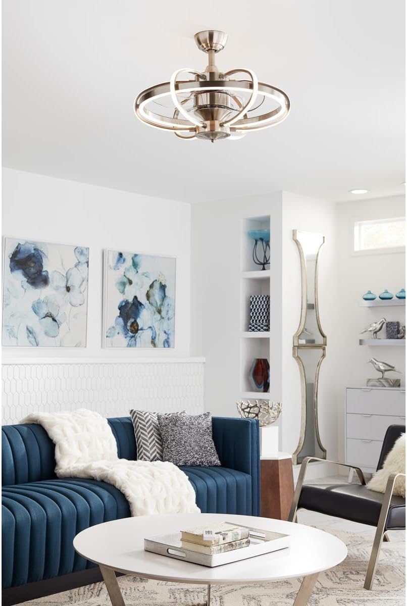 Fanimation FP3050BN Obvi LED indendørs loftsventilator installeret i en stue