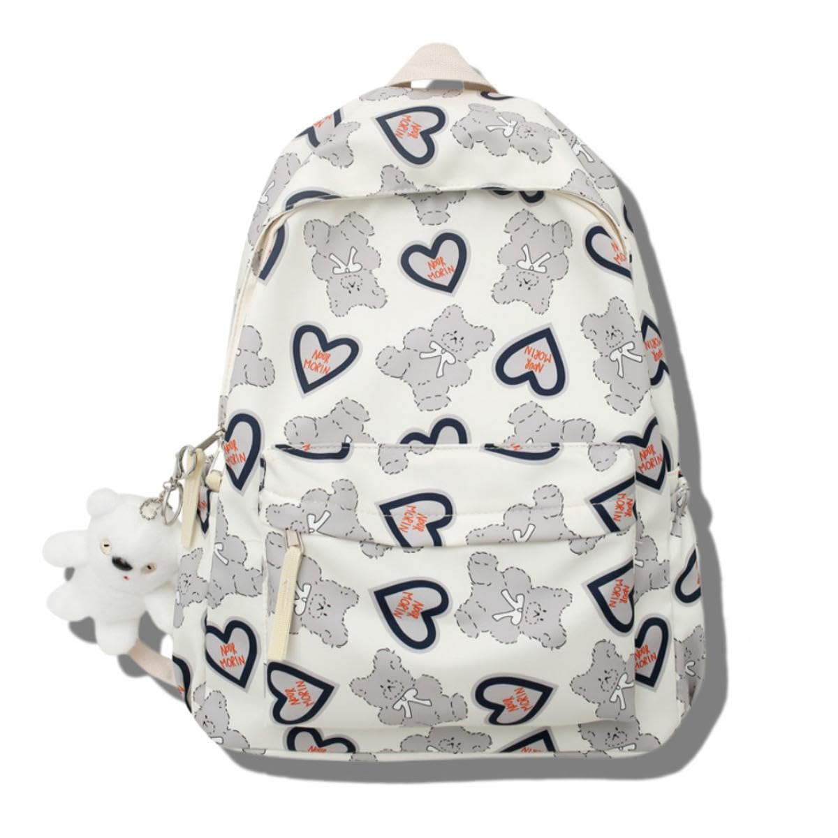 Kawaii Backpack with Cute Accessories Cartoon Bear Large Bookbags 14 Inch Laptop Bag Lightweight Casual Travel Daypacks