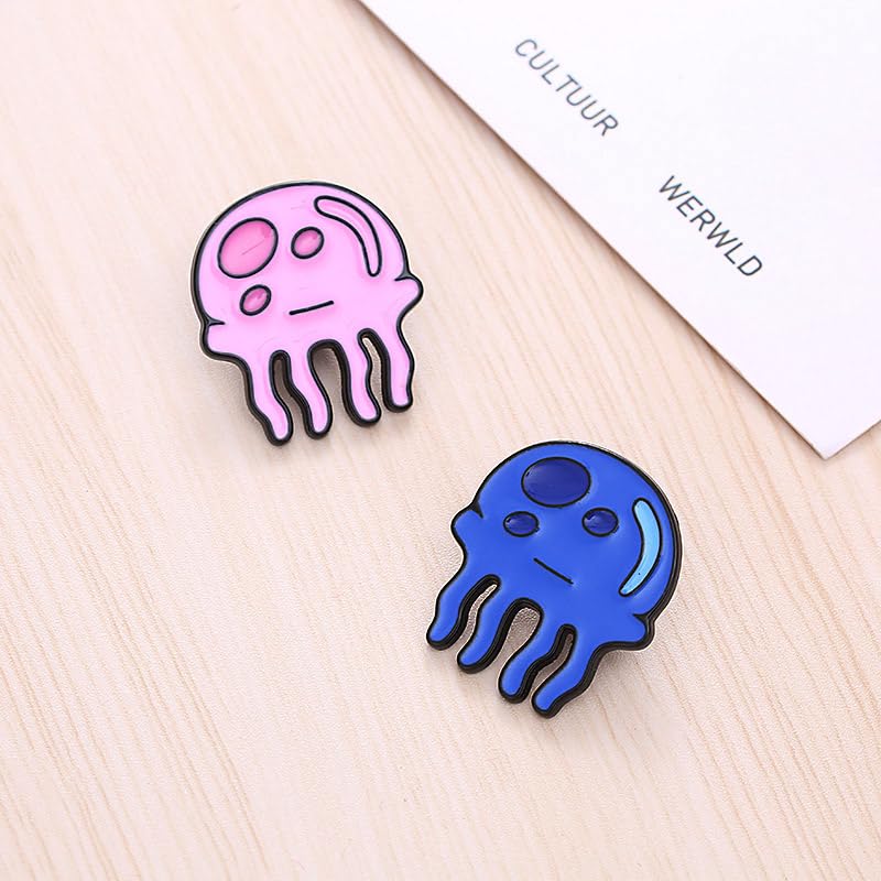 Image of Ximimark 4 pcs Cartoon Marine Life Alloy Brooch Lovely Color Jellyfish Marine Animal Badge Shirt Backpack Decoration, Birthday Party Gift, Creative Small Gift, Holiday Accessory, Birthday Party