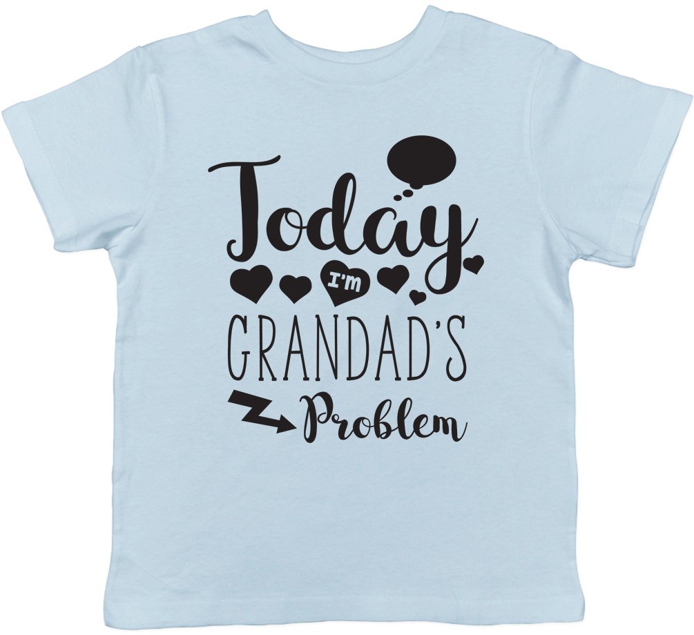 Shopagift Boys Light Blue Today I'm Grandad's Problem Childrens Kids Short Sleeve T-Shirt