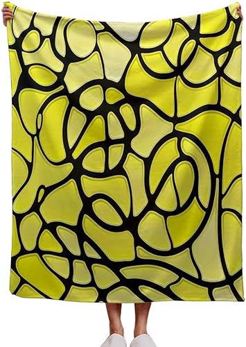Manta ligera con mosaico amarillo, decoración artística Cobijas para El Frio, esenciales para dormitorio, 40 x 60 pulgadas