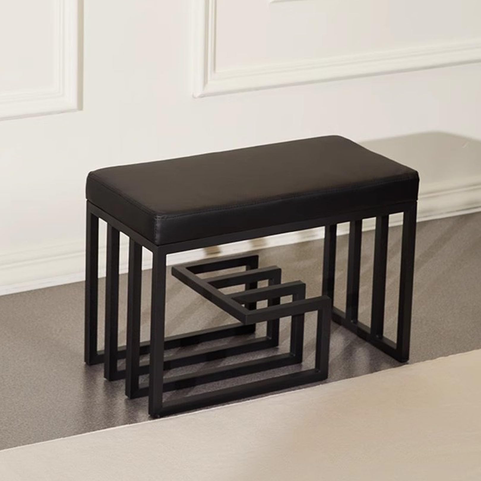Banc à chaussures avec rangement meuble organisateur d'entrée compact en métal noir