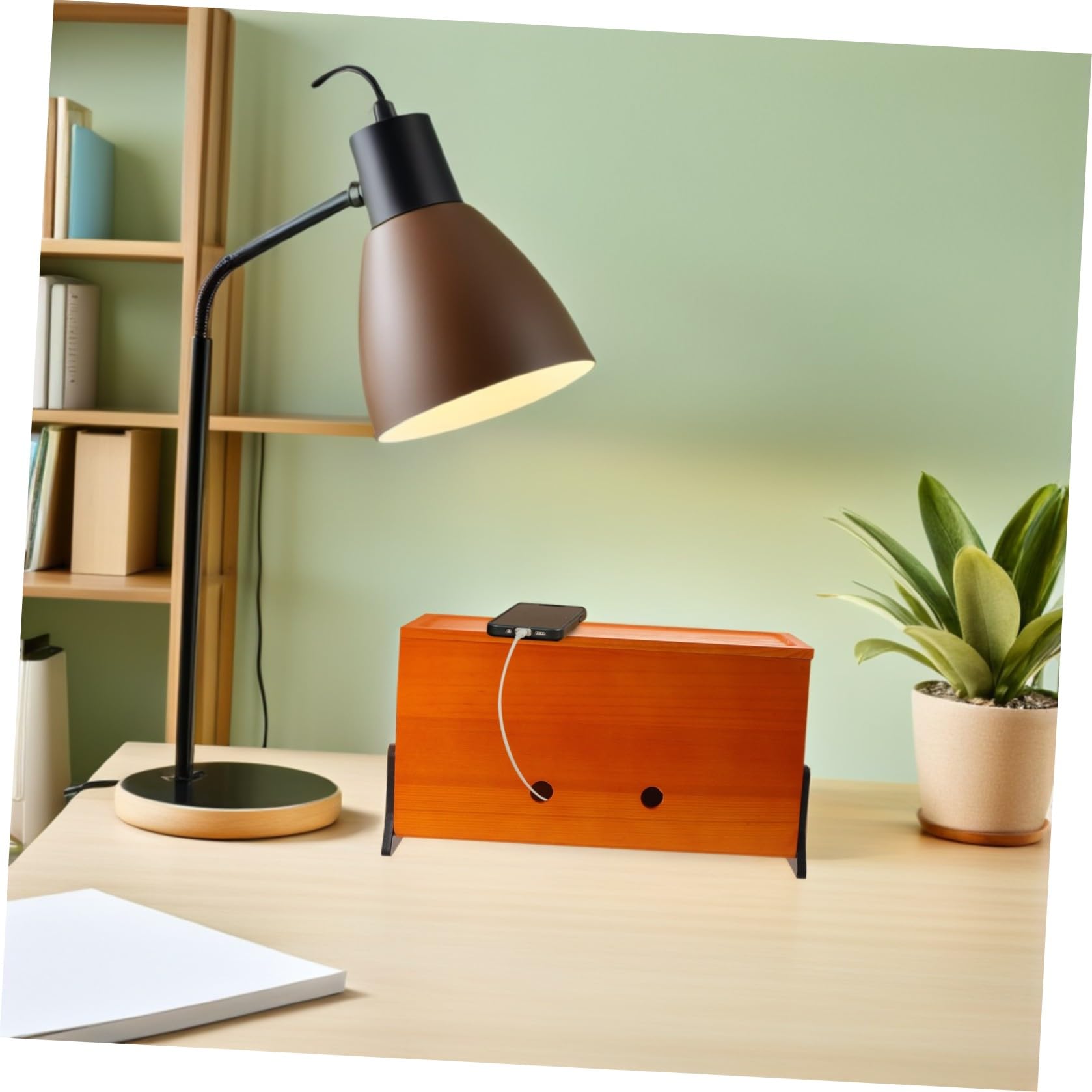 NUOBESTY Scatola Portacavi in Legno per Scrivania con Gestione Cavi Professionale e Design Elegante per Uso su Desktop e Countertop