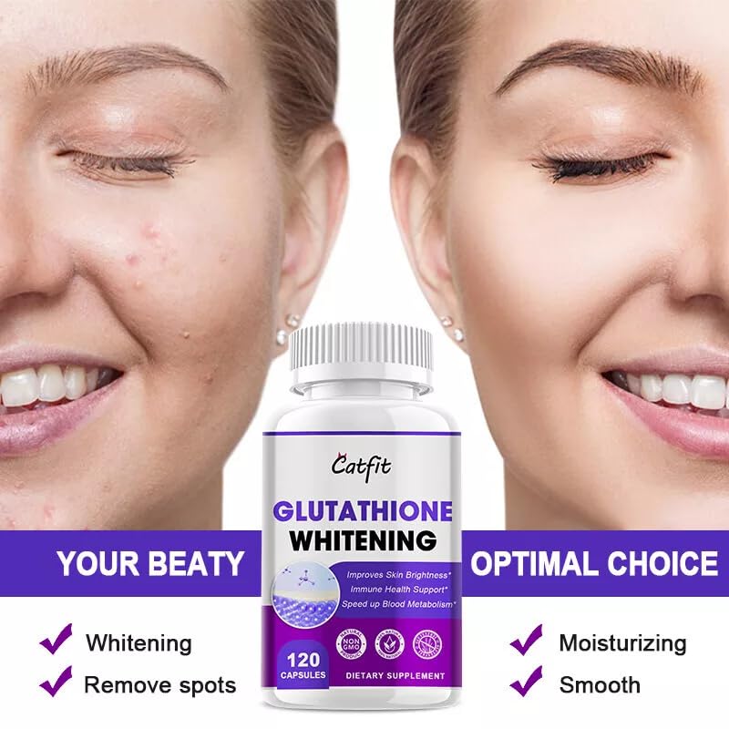 Glutathion Blanchiment Capsules (120 Capsules) Blanchiment de la Peau Brillante Soutien Immunitaire