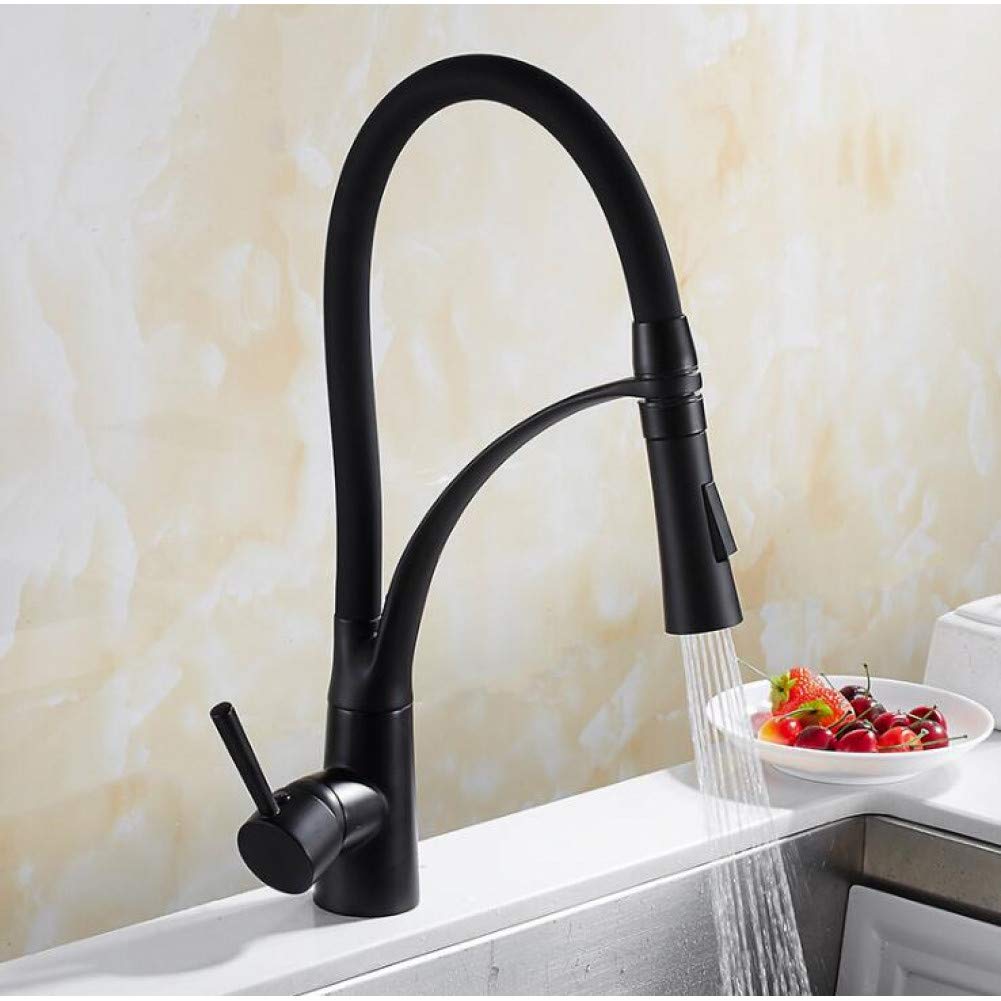 Robinet mitigeur de cuisine en laiton noir pour évier moderne