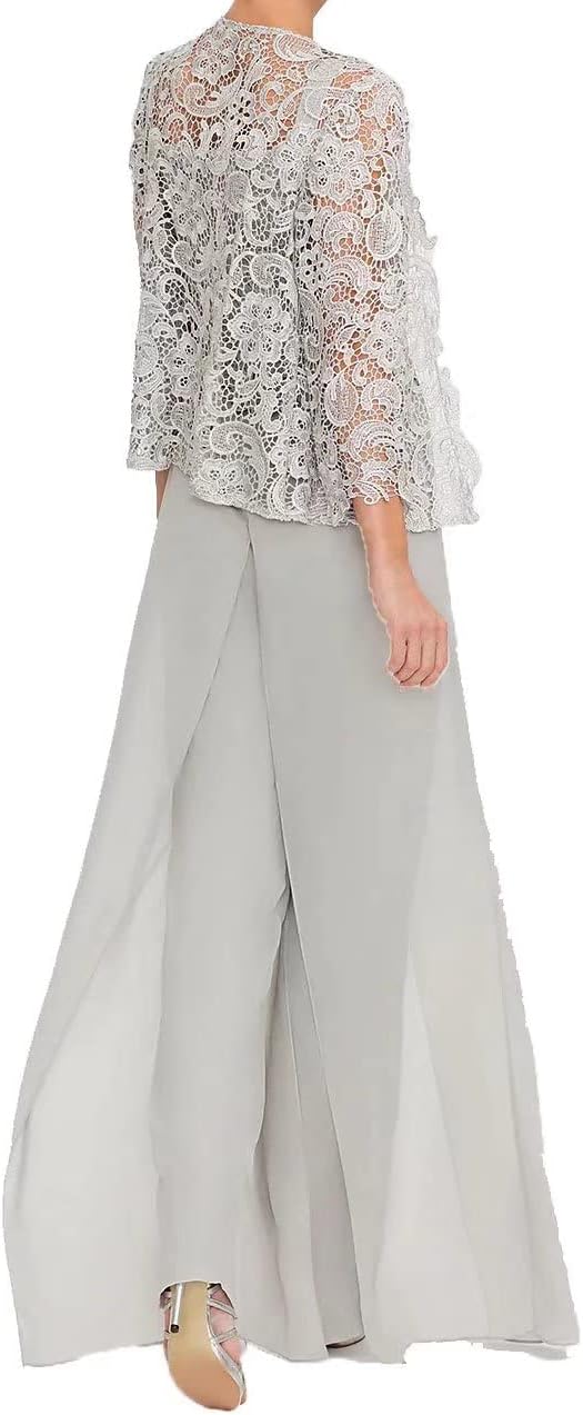 Women's 3 Pieces Mother of The Bride Pant Suits Plus Size Mother of Groom Dresses for Wedding with Jacket