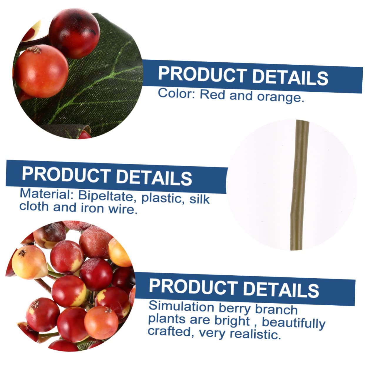 Abaodam 12stücke Realistische Beeren-Bouquets Für -Dekorationen Künstliche Beeren Für Weihnachtsdeko Rot Orange Lebendige Und Flexibele Arrangements Für Vasen Und Weihnachtsbaumdeko