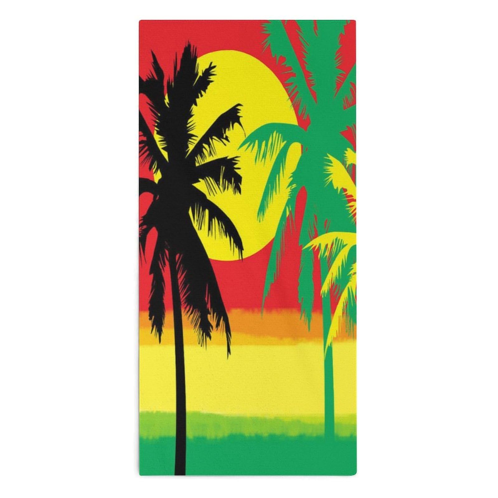 NCLQVJXZKHW Palm Trees in Jamaica Colors Hand Towels Soft Face Towel Gym Bathroom Travel Hotel 13"x28"