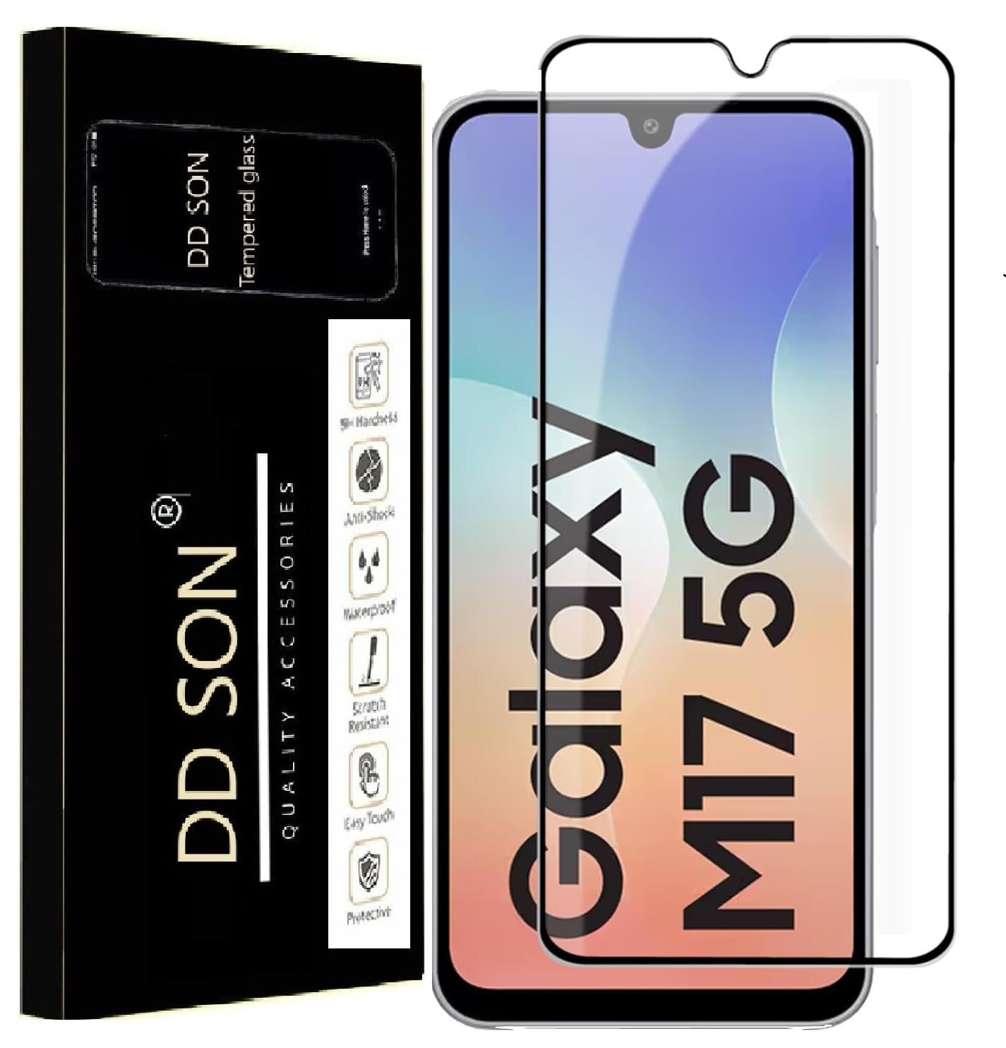 dd son military-grade tempered glass screen protector compatible for samsung galaxy m17 5g / samsung galaxy a17 / a16 4g / a16 5g / a26 / f16 / m16 / f36 / m36 / galaxy f17 5g / f17 with edge to edge coverage and easy self installation kit