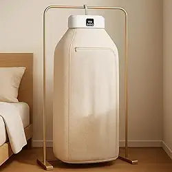 Secador De Roupas Premium Portátil Dobrável 220V, 600W, Com Temporizador, 2 Níveis De Aquecimento, Tela Touch, Antibacteriano, Silencioso E Compacto, Marca VARENZIA