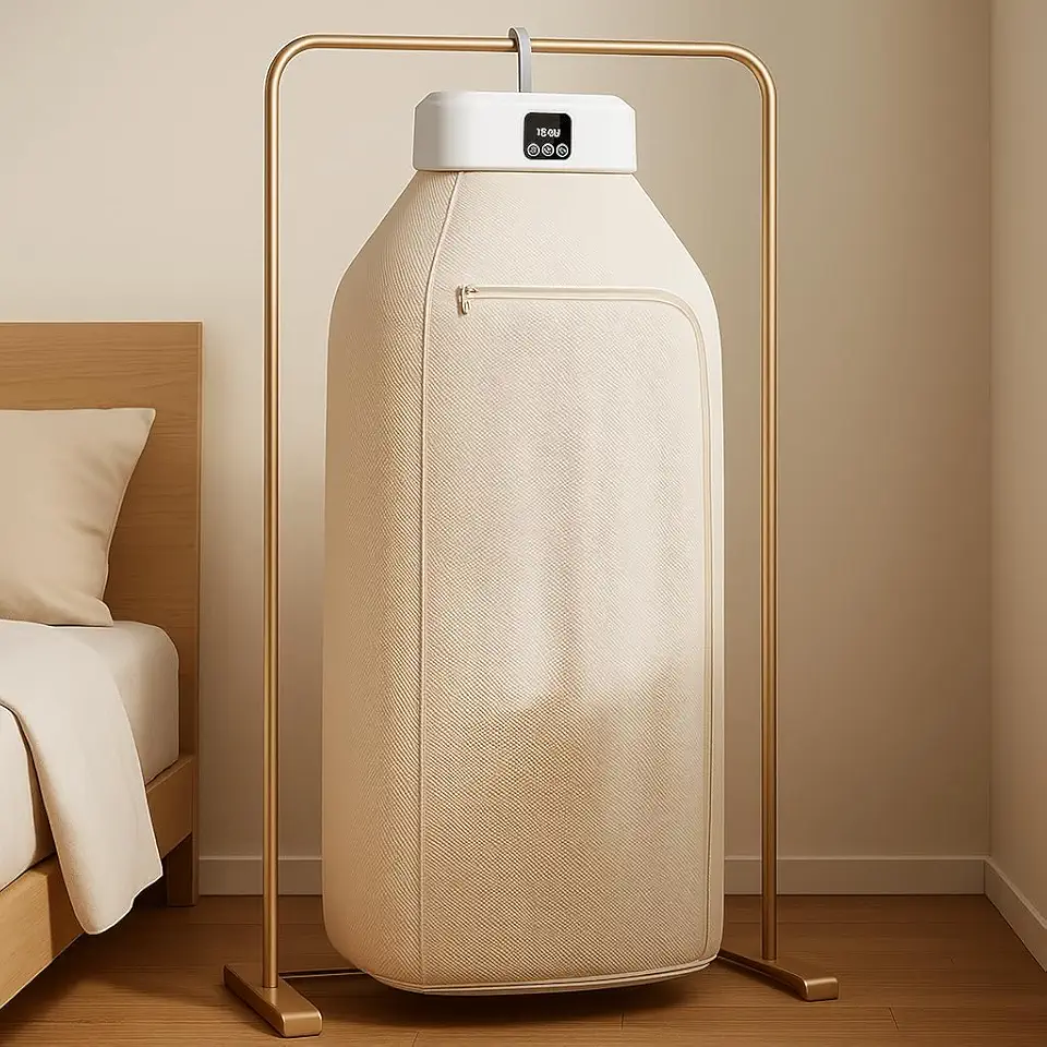 Secador De Roupas Premium Portátil Dobrável 220V, 600W, Com Temporizador, 2 Níveis De Aquecimento, Tela Touch, Antibacteriano, Silencioso E Compacto, Marca VARENZIA