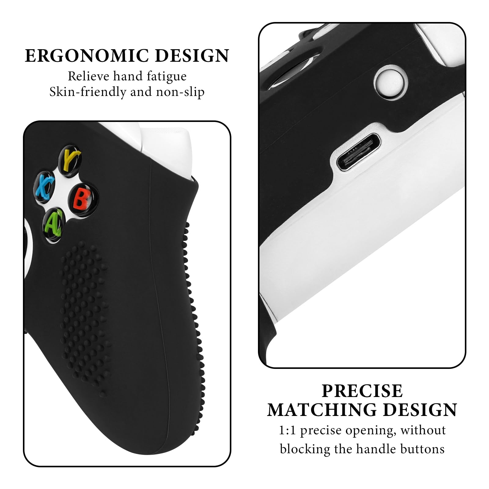 Geekria Funda de silicona compatible con mando Xbox Series X/S, funda protectora ergonómica suave antideslizante, funda de repuesto para accesorios para juegos (negro)