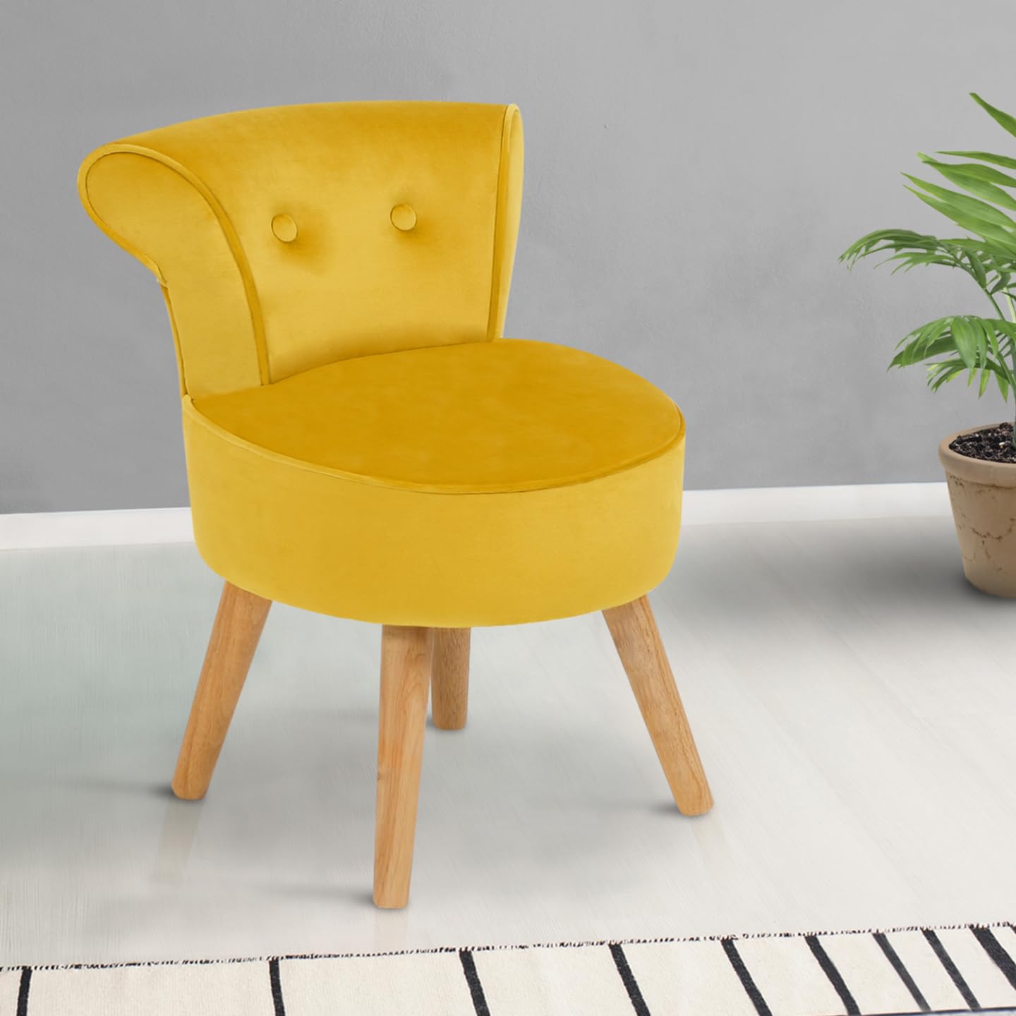 IDMarket - Fauteuil Crapaud en Velours Jaune