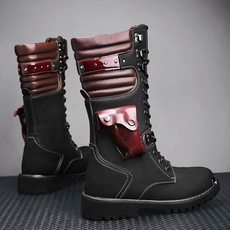 CHUUMEE Men's Wear Resistant Cycling Motorcycle Boots Side Zipper Waterproof Biker Riding Punk Rock Metal Toe Cowboy Western Tactical Army Boot - Image 8