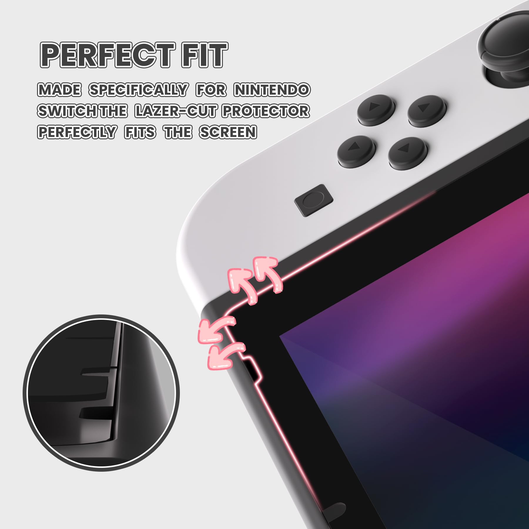 eXtremeRate Vetro Temperato per Nintendo Switch,2 Pezzi Pellicola Protezione Trasparente HD Chiaro,AntiGraffio,Anti-Impronta Digitale,Infrangibile,Senza Bolle-Nero
