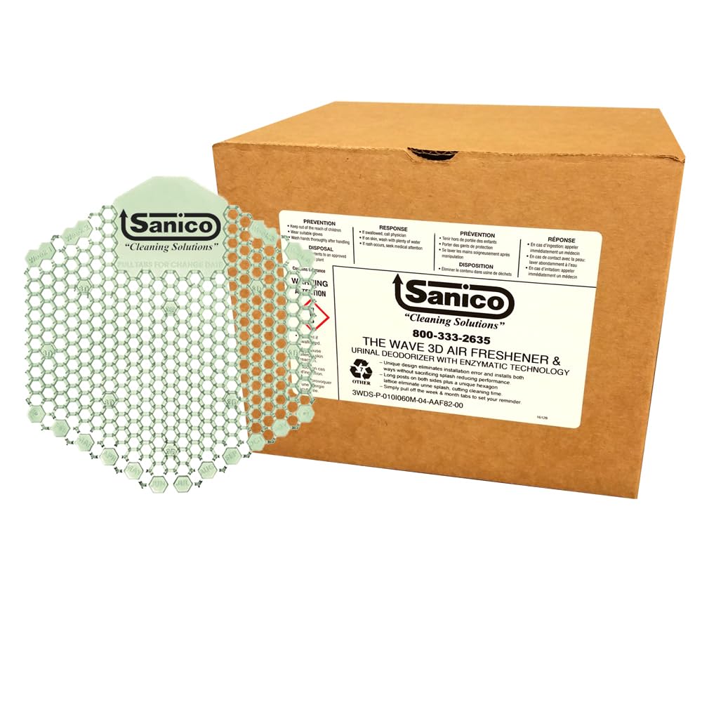Sanico Herbal Mint 30-Day Air Freshener and Urinal Deodorizer Screen with Enzymatic Technology, 10 per Case