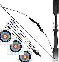 Kit Arco e Flecha Profissional Recurvo Empunhadura Ambidestro de Nylon Força de 40lbs + 5 Flechas com Ponta de Alumínio Para Tiro ao Alvo Treino Campeonato Treinamento Iniciante