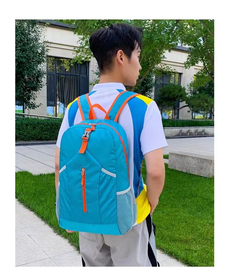 Mochila plegable ligera para senderismo y viaje, azul cielo miniatura 5