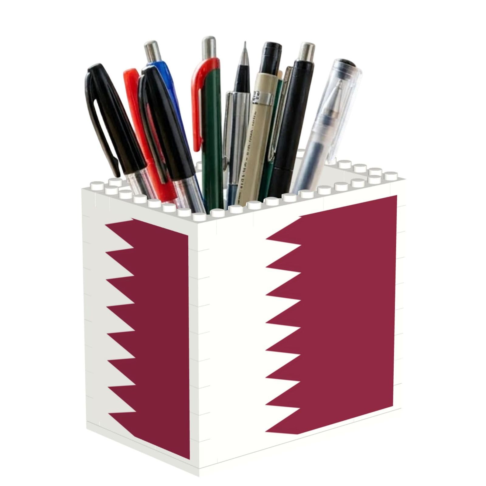 SXZVVBN Qatar flag Building Block Desk Tidy ABS Organiser