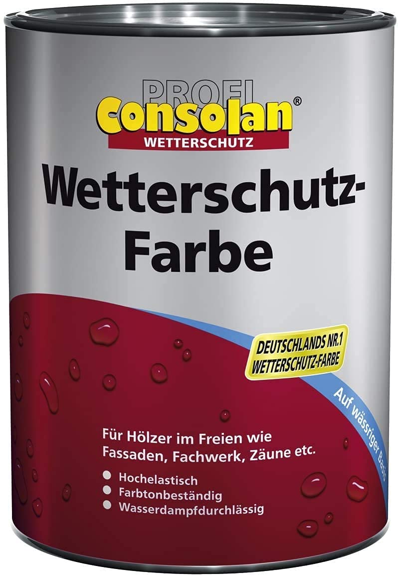 Consolan Profi Wetterschutzfarbe Holzschutz außen 2,5 Liter Ral 3005 Weinrot