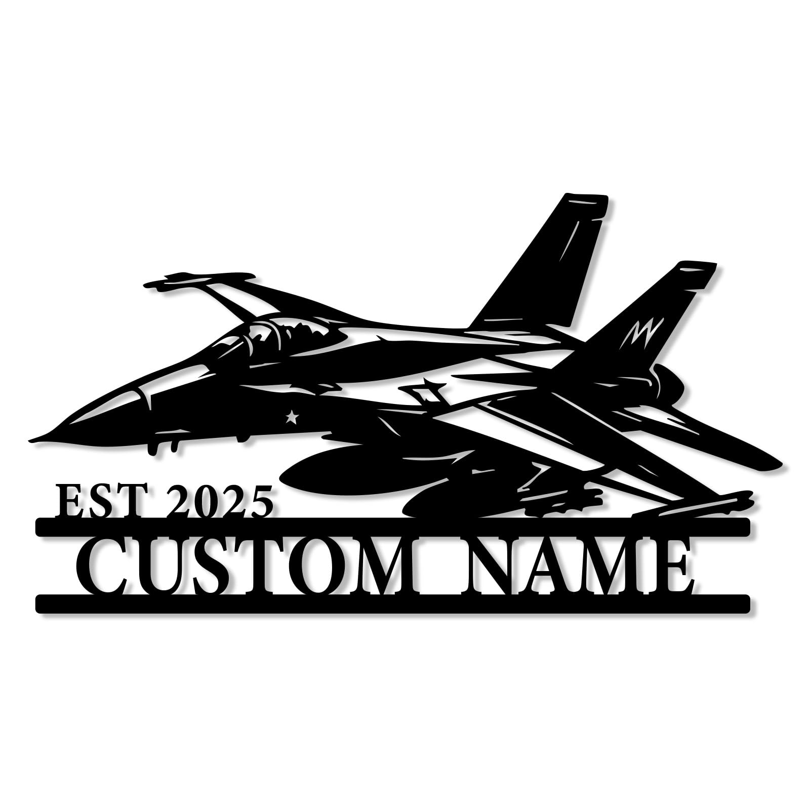 Personalized Fighter Jet Metal Wall Art – Custom Name Aviation Sign, Patriotic Air Force Decor for Veterans, Pilots & Aviation Enthusiasts, Custom Military Gift for Men, Metal Plane Wall Sign (Style