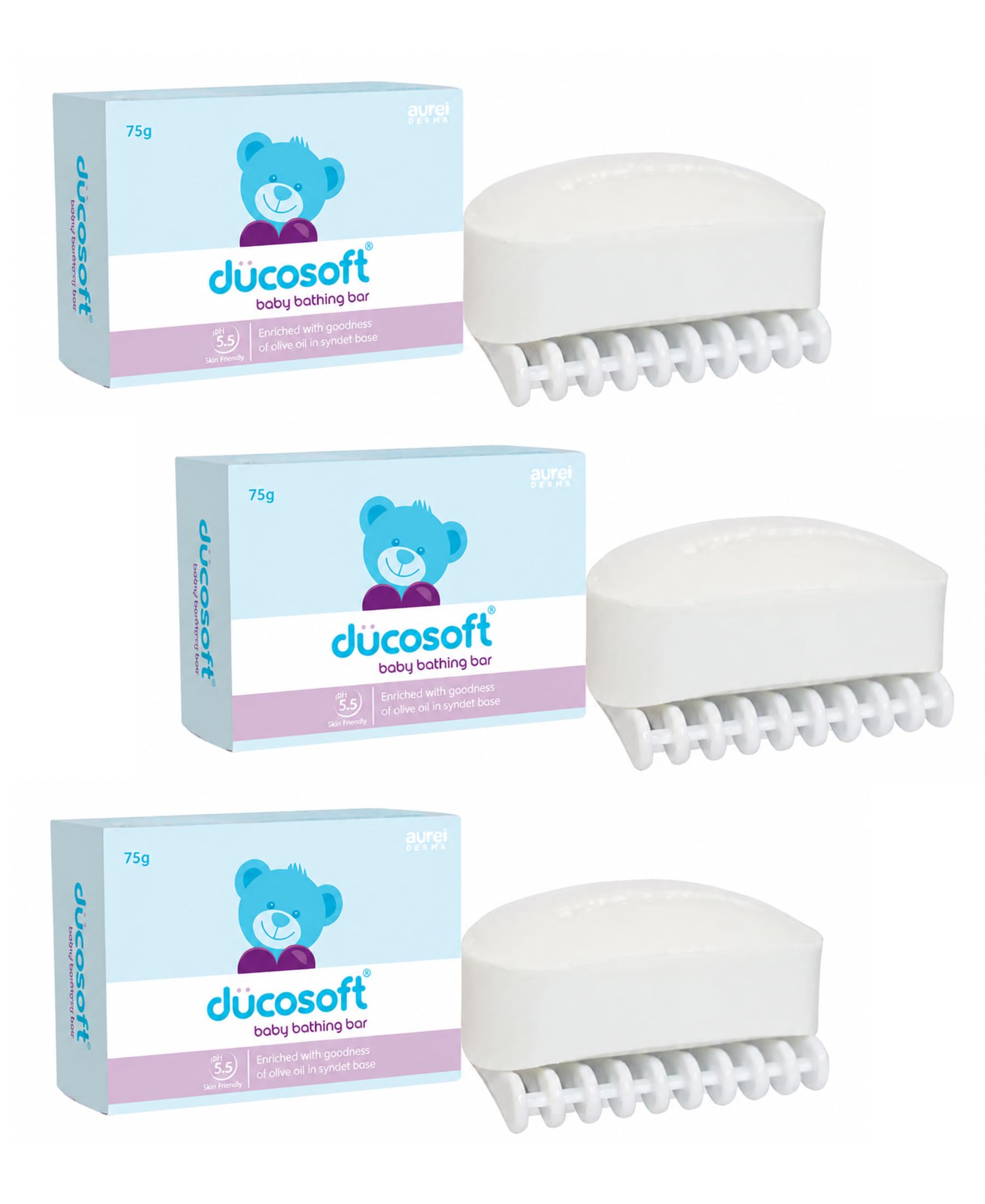 Ducosoft Baby Bathing Bar, 75g | Pack of 4 | pH 5.5 | Enriched with Olive Oil & Aloe Vera | Syndet Base Baby Soap | Gentle Daily Baby Cleansing Bar | Skin Friendly (3, 75)-image-29