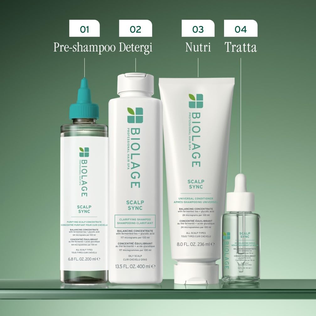 Biolage Shampoo Riequilibrante per Cute Grassa, Adatto a Tutti i Tipi di Capelli, Arricchito con Tè Fermentato e Acido Glicolico, Clarifying Shampoo, Scalp Sync