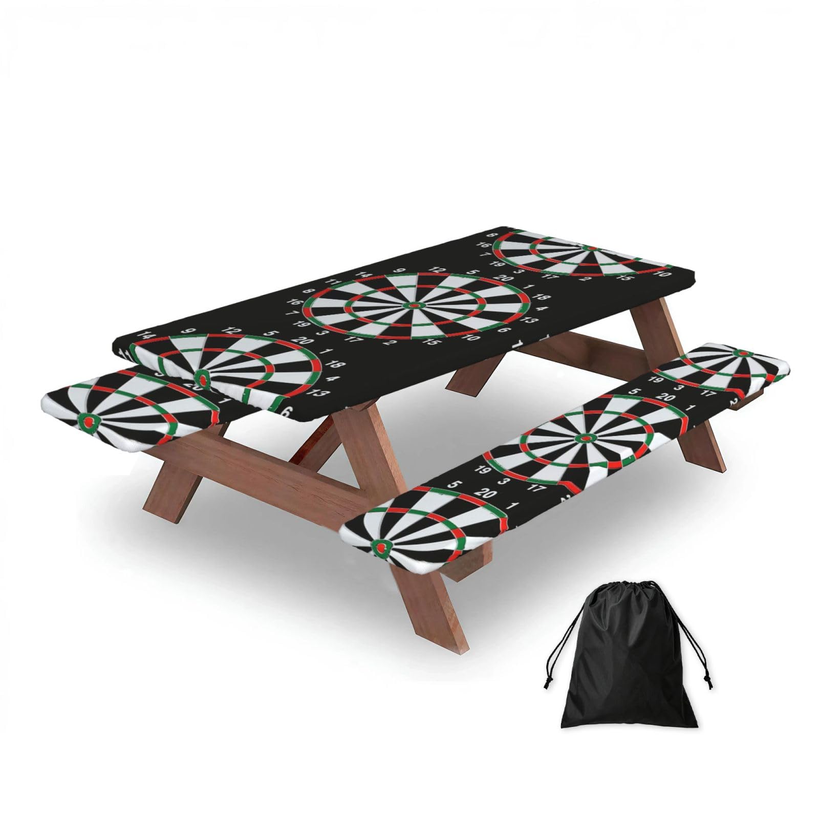Dopklna As Picture Target Dart, Picnic Table Cover With Bench Covers -Waterproof Elastic Fitted Tablecloth For Garden Camping Patio 76X152cm